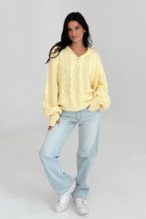 Butter Yellow Cable Knit Sweater