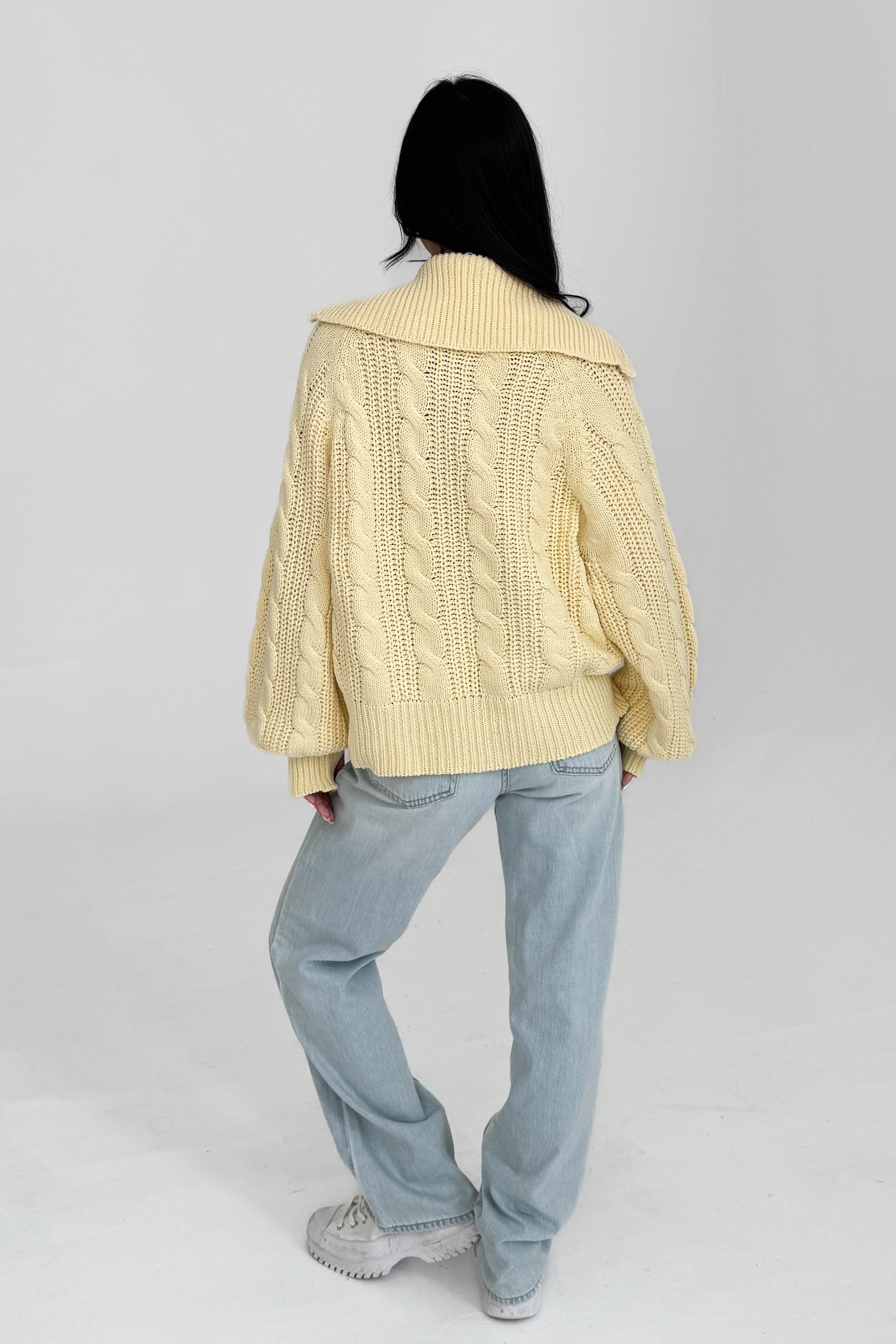 Butter Yellow Cable Knit Sweater