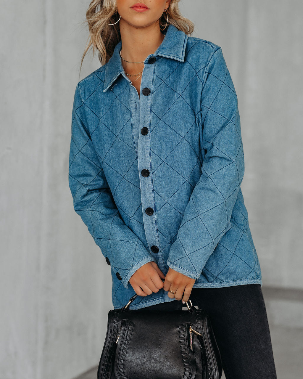 Jonny Cotton Blend Pocketed Quilted Jacket - Denim Blue - FINAL SALE