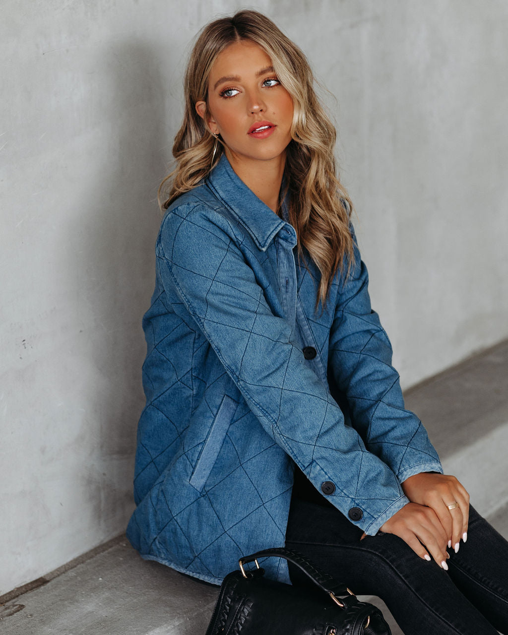 Jonny Cotton Blend Pocketed Quilted Jacket - Denim Blue - FINAL SALE