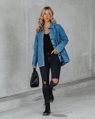 Jonny Cotton Blend Pocketed Quilted Jacket - Denim Blue - FINAL SALE