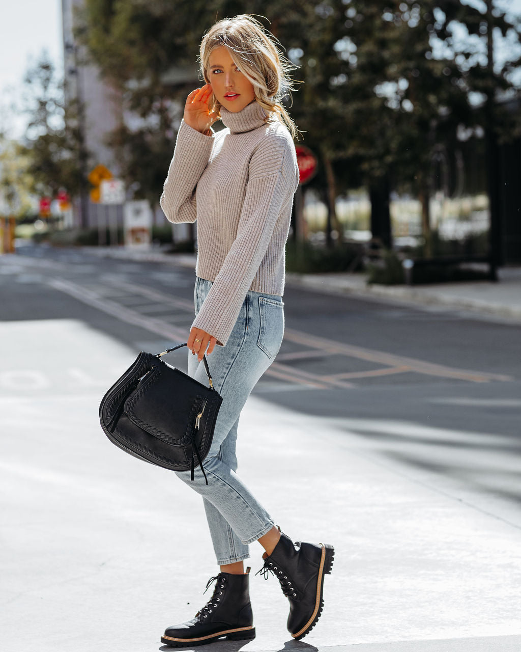 Kaylon Ribbed Turtleneck Knit Sweater - Taupe - FINAL SALE