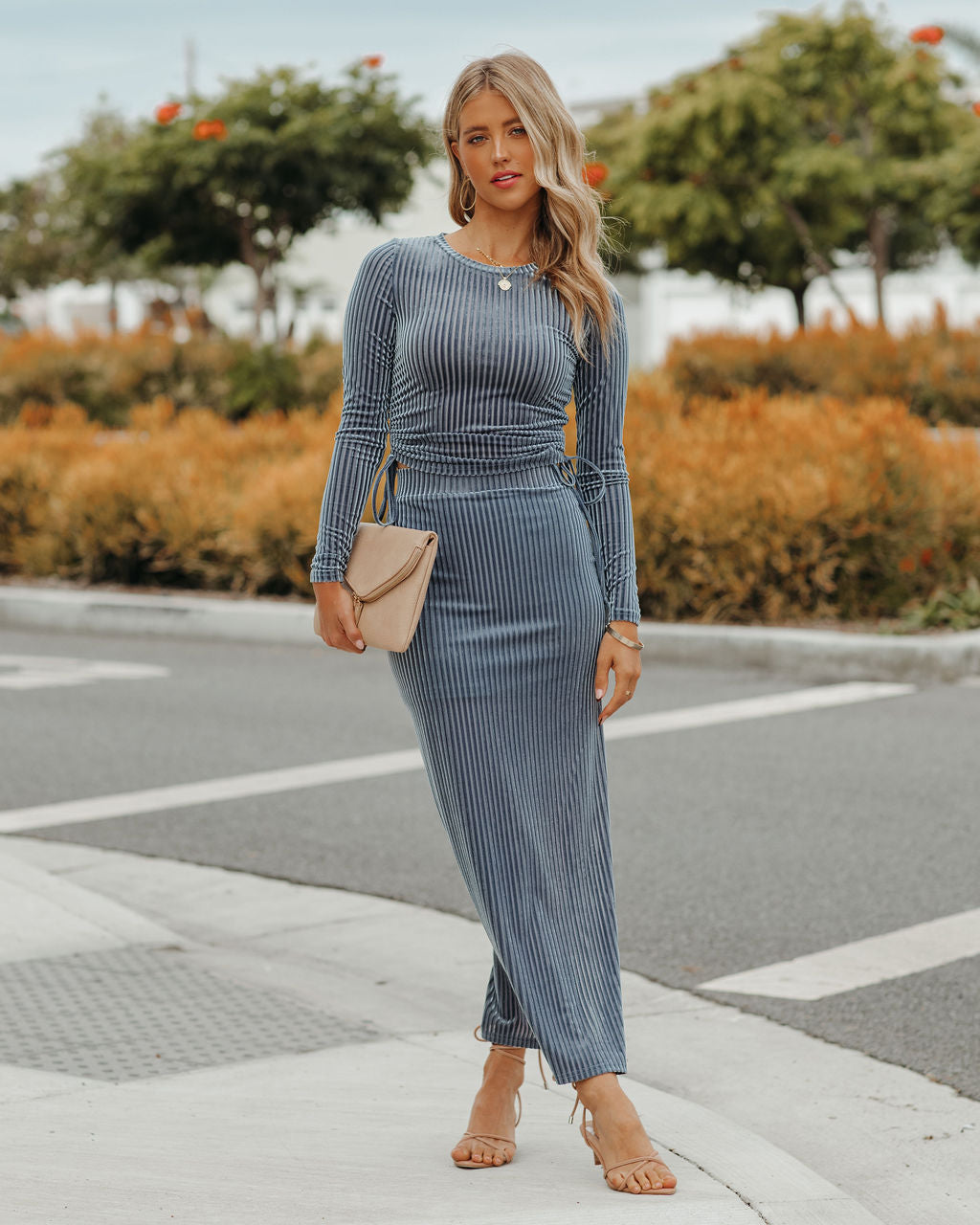 Kendal Velvet Slit Midi Skirt