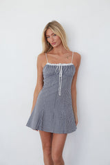 Gingham Print Slip Mini Dress