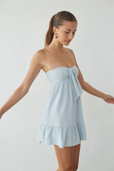 Light Blue Babydoll Tie Mini Dress
