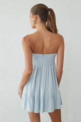Light Blue Babydoll Tie Mini Dress