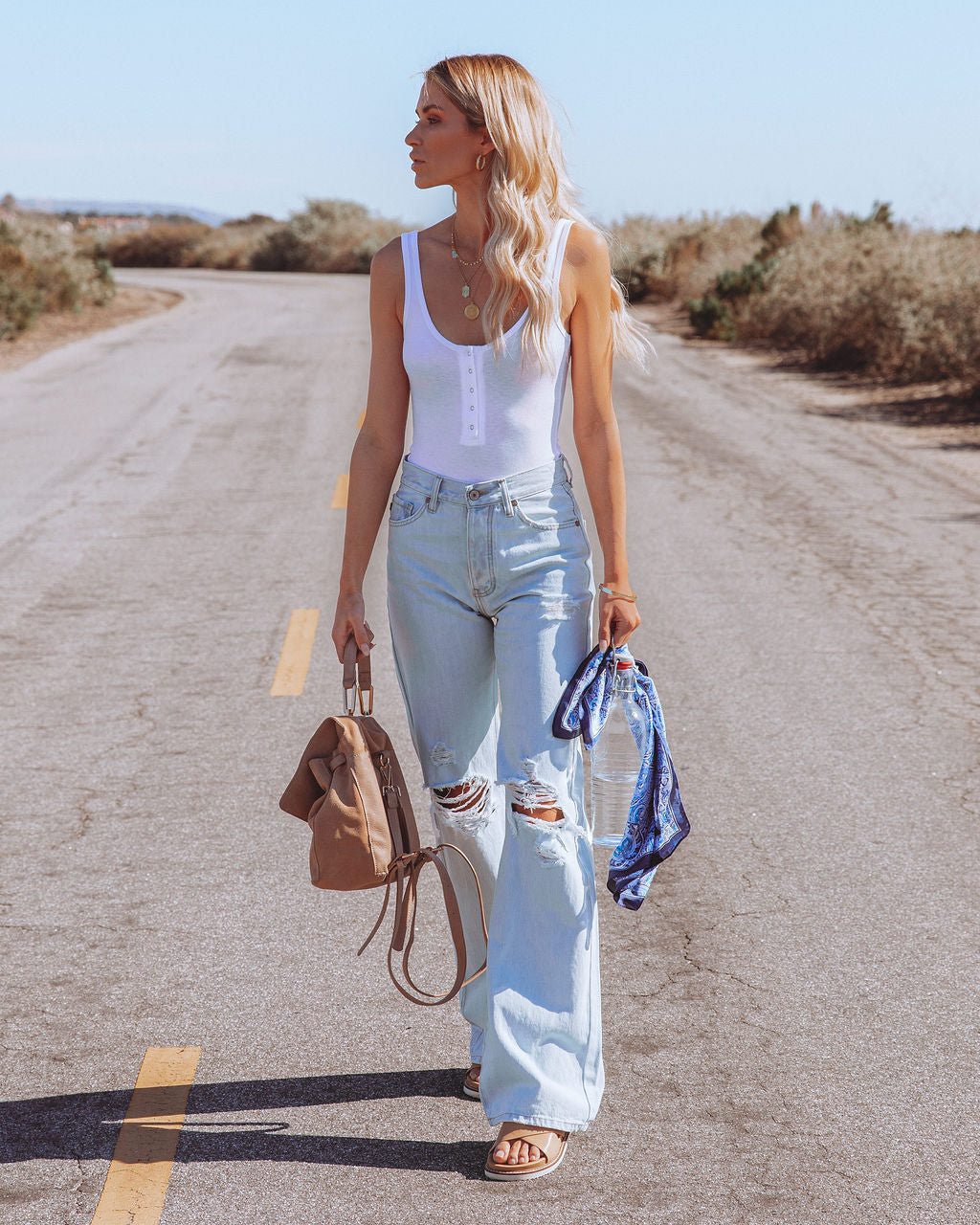 Layla Ribbed Tank Bodysuit - White
