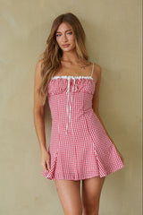 Gingham Print Slip Mini Dress