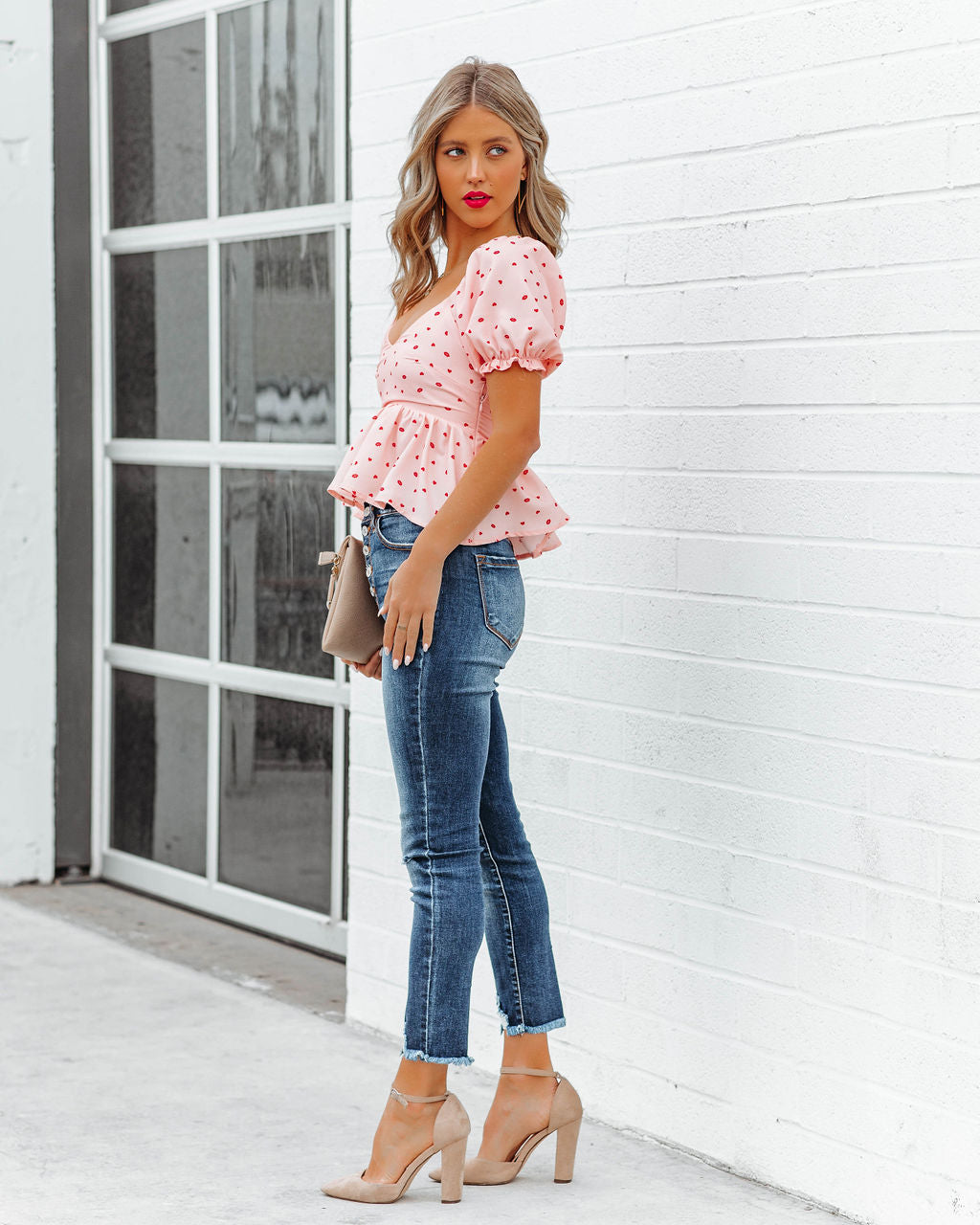 Lovebug Puff Sleeve Peplum Top