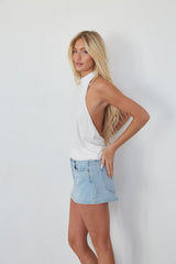 White Open Back Halter Top