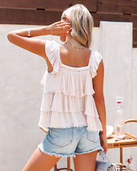 Maja Tiered Swiss Dot Button Down Top