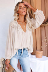 Majestic Ruffle Tie Blouse