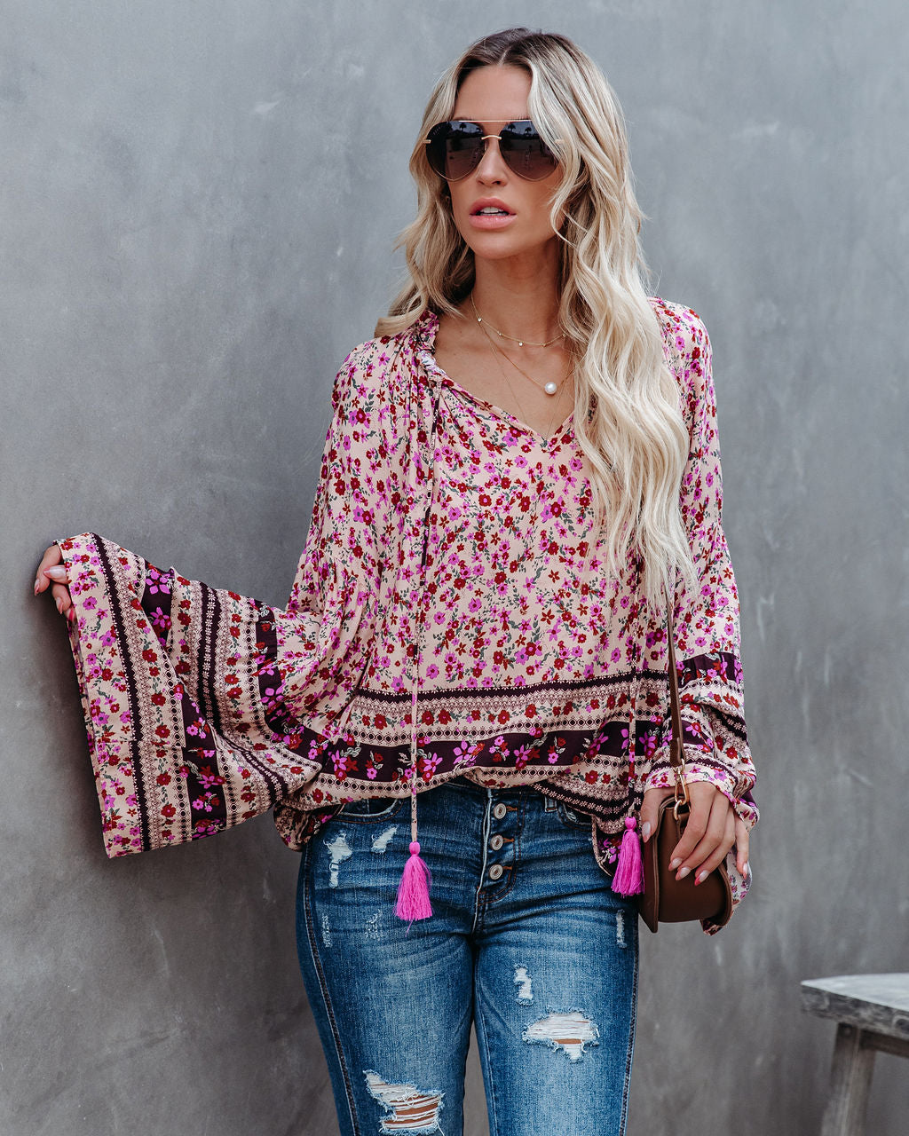 Maloney Printed Tassel Top - Natural