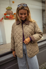 Khaki Quilting Patched Pockets Coat