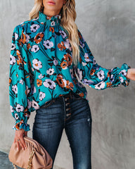 Maryweld Floral Satin Smocked Blouse