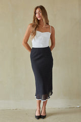 Sleek Polka Dot Midi Skirt