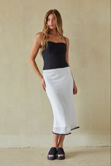 Sleek Polka Dot Midi Skirt