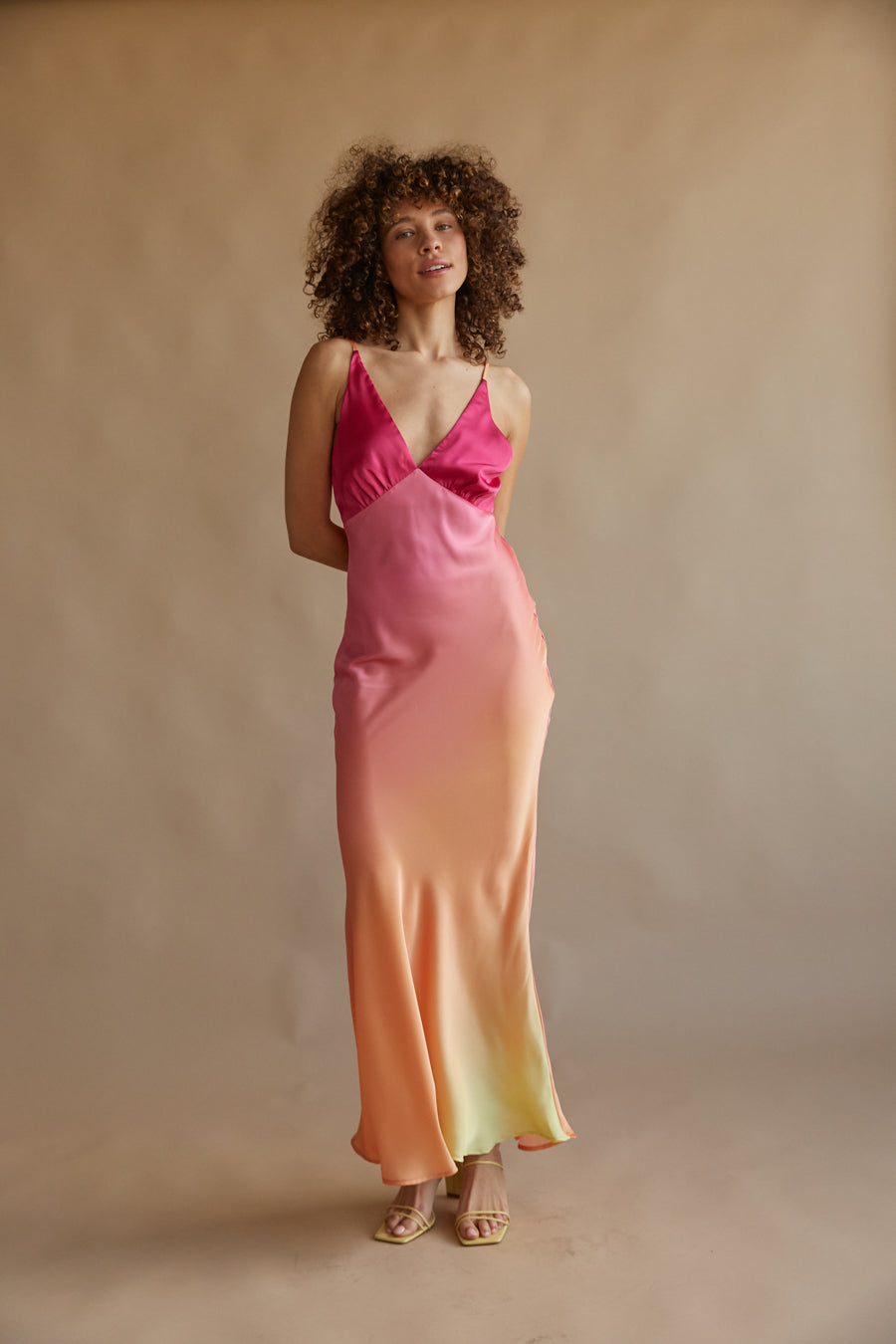 Butter Blue Satin Maxi Dress