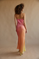 Butter Blue Satin Maxi Dress