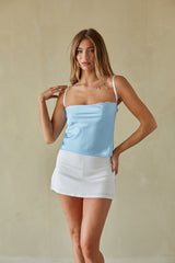 Blue Satin Tank Top