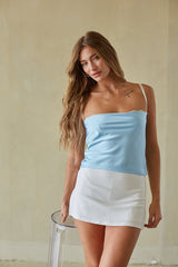 Blue Satin Tank Top