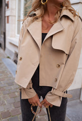 Camel Double Breasted Trench Coat