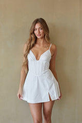 White Corset Lace-Up Mini Dress