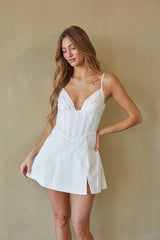 White Corset Lace-Up Mini Dress