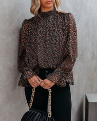 Norris Leopard Chiffon Ruffle Blouse