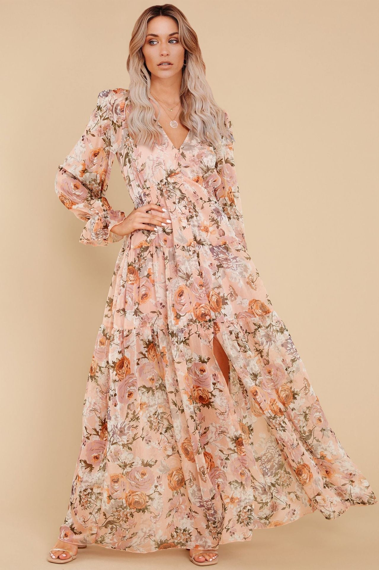 Prosperous Floral Chiffon Boho Maxi Dress