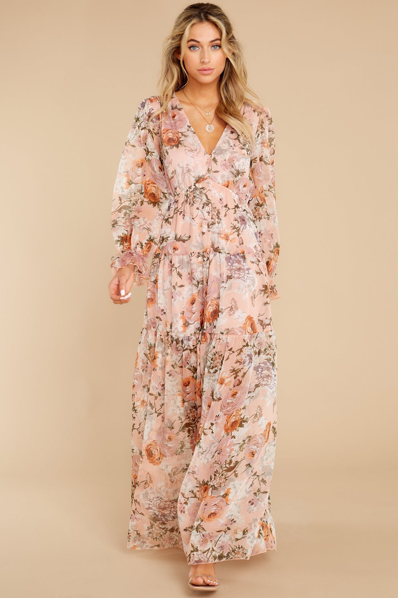 Prosperous Floral Chiffon Boho Maxi Dress