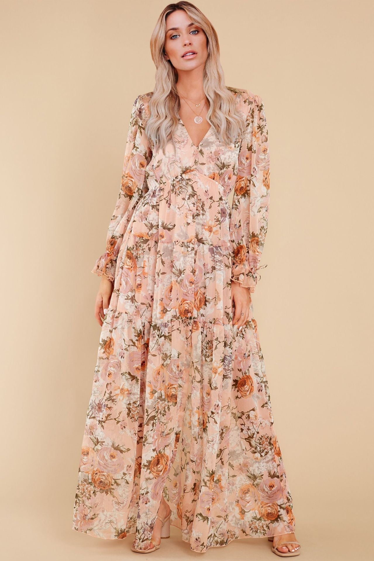 Prosperous Floral Chiffon Boho Maxi Dress