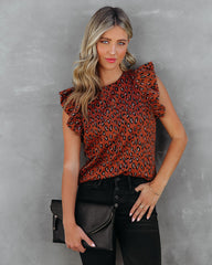 Oscar Leopard Ruffle Knit Top
