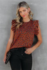 Oscar Leopard Ruffle Knit Top