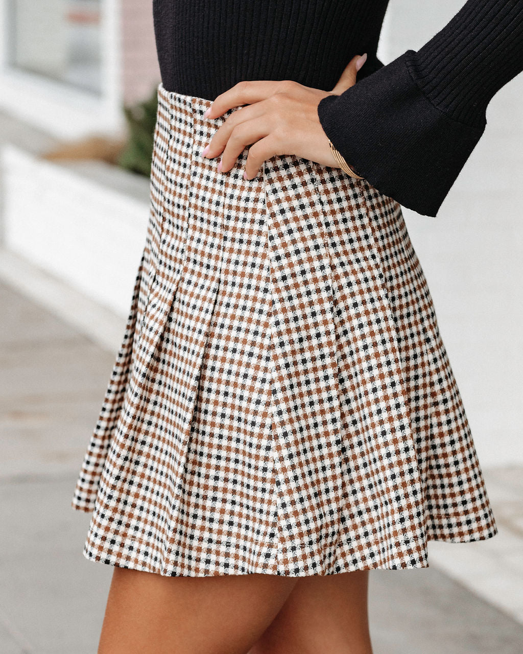 Oxford Plaid Pleated Mini Skirt