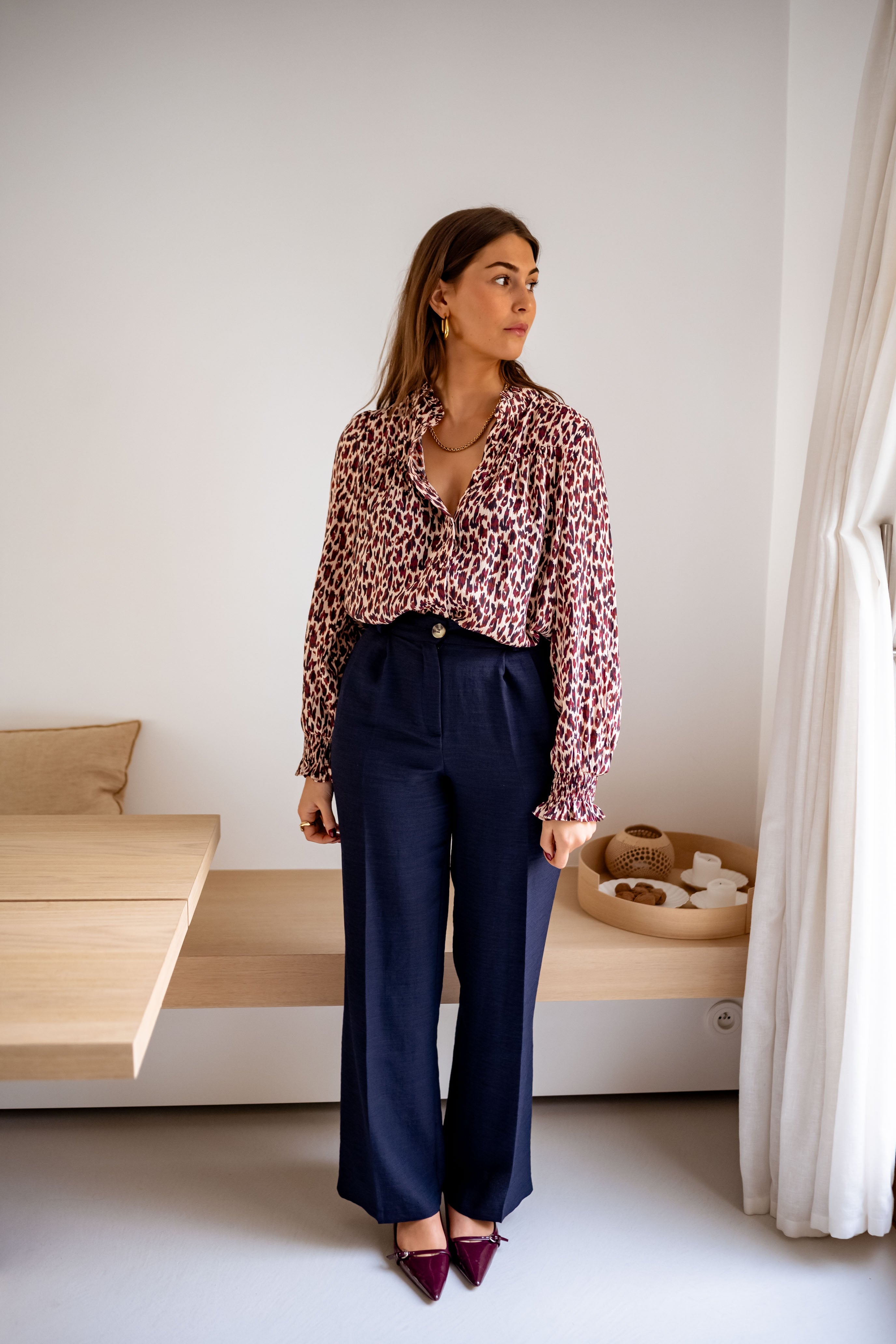 Navy Blue Wide-Leg Pants