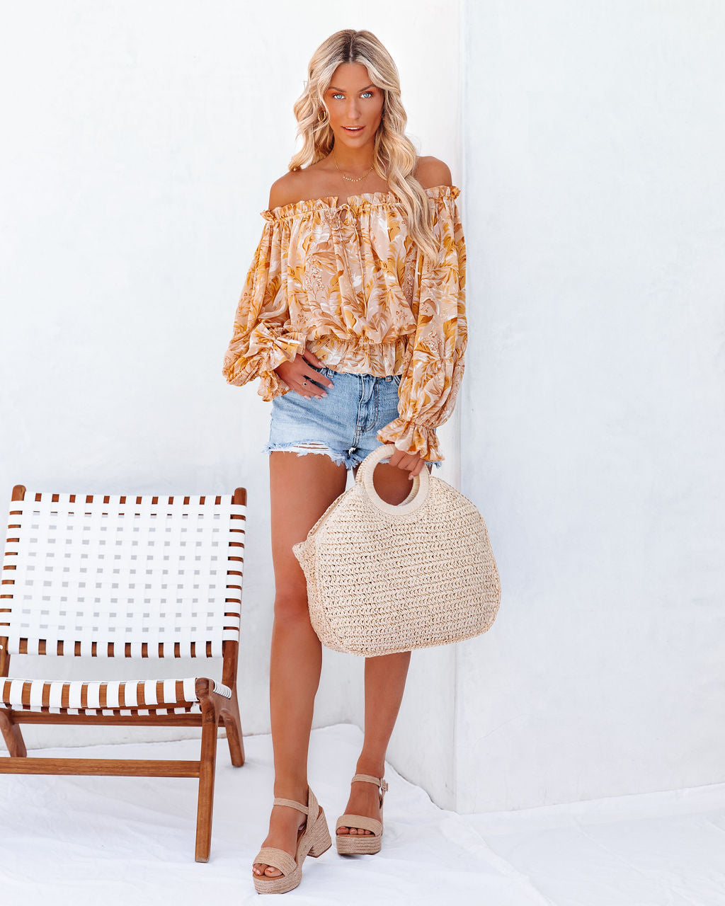 Papaya Printed Off The Shoulder Blouse