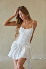 White Pleated Slip Mini Dress