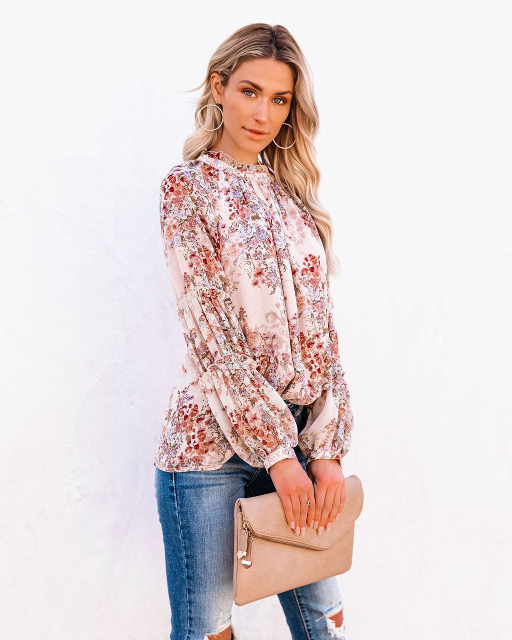 Plenty Of Love Floral Ruffle Sleeve Blouse