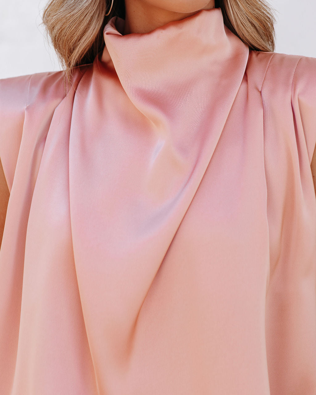 Prestige Satin Cowl Neck Blouse - Peach