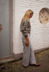 Black White Striped Cardigan Sweater