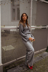 Grey Drop Shoulder Knit Sweater