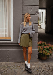 Grey Drop Shoulder Knit Sweater