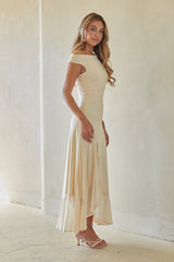 Beige One Shoulder Bodycon Maxi Dress