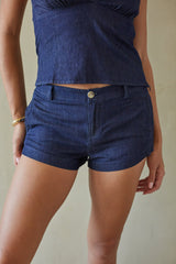 Blue Low Rise Denim Shorts