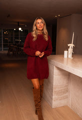 Burgundy Thermal Sweater Dress