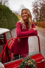 Burgundy Ribbed Knit Mini Dress