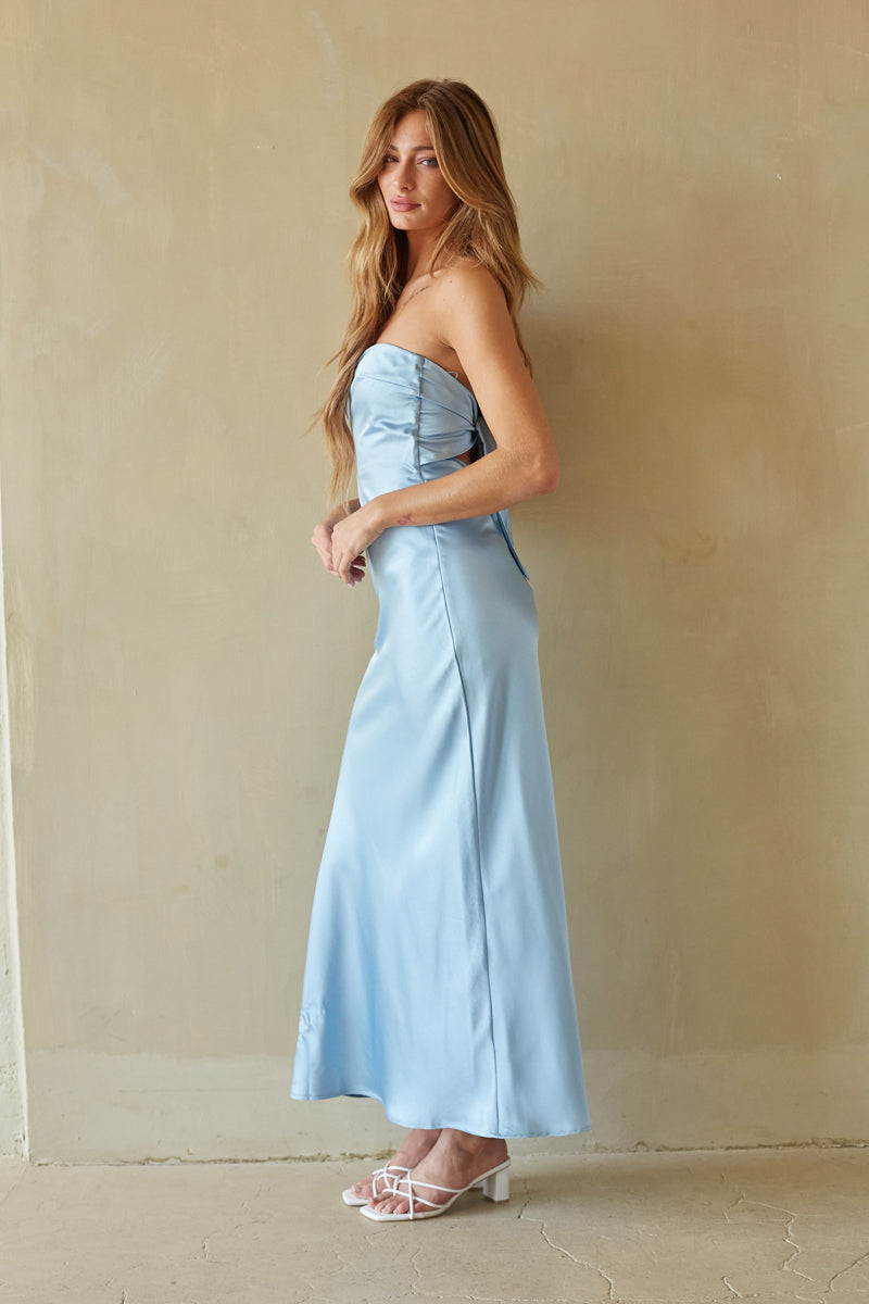 Romina Strapless Satin Maxi Dress