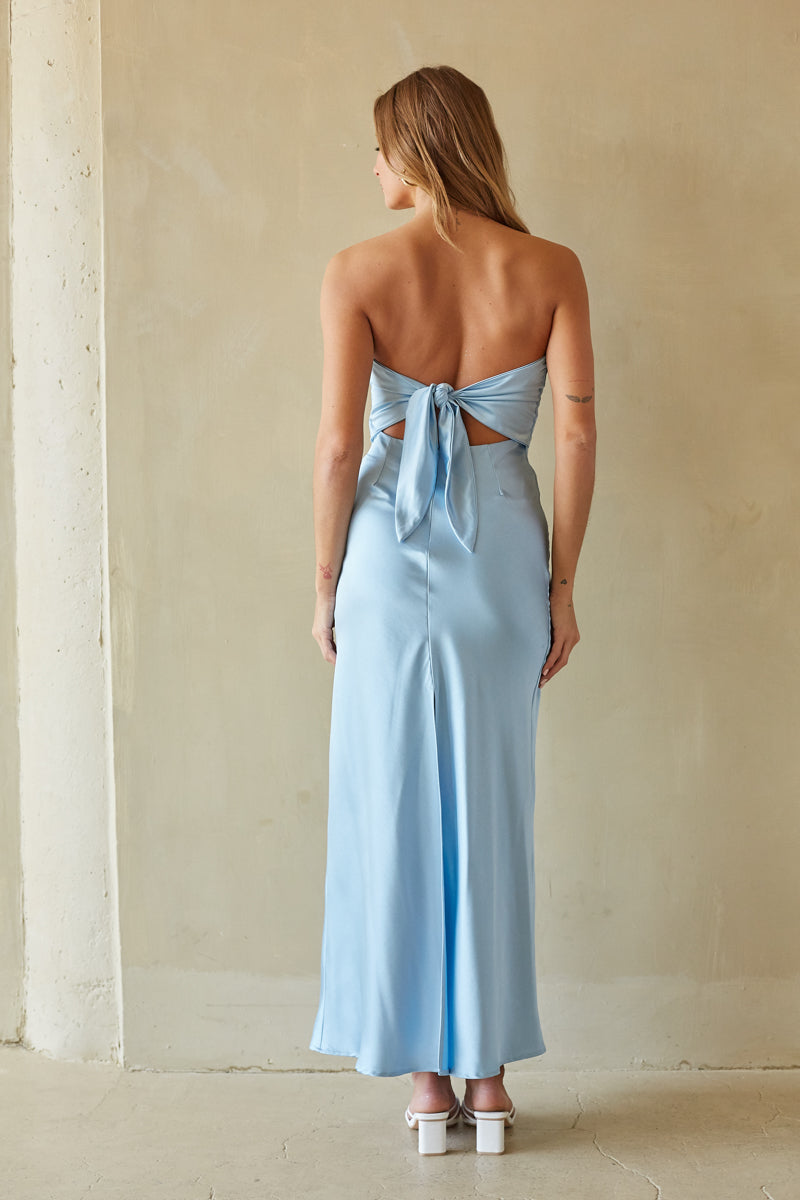 Romina Strapless Satin Maxi Dress
