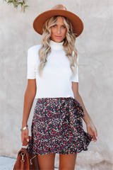 Ryan Floral Ruffle Wrap Mini Skirt